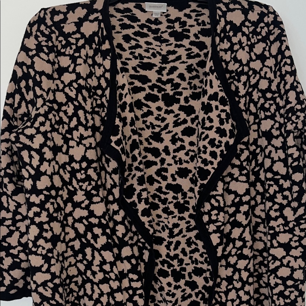 Avenue Black and Tan Animal Print Cardigan